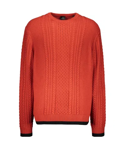 Armani Exchange Twisted Knitted Sweater In Red