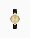 Armani Exchange Two-hand Black Leather Watch In Multicolored