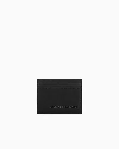 Armani Exchange Two-tone Card Holder With Logo In Black