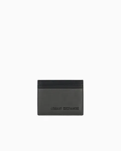 Armani Exchange Two-tone Card Holder With Logo In Gray