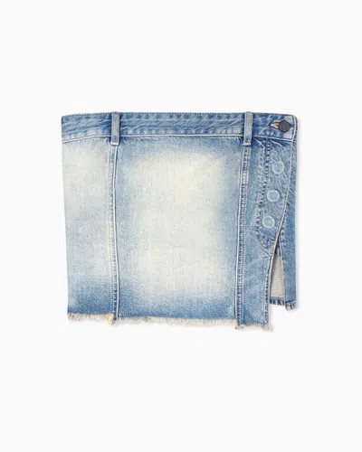 Armani Exchange Used Effect Denim Top In Blue