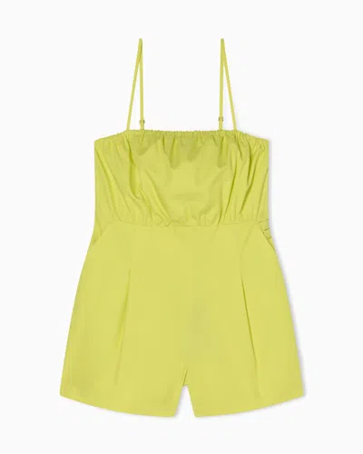 Armani Exchange Utility Chic Cotton Twill Jumpsuit In Green