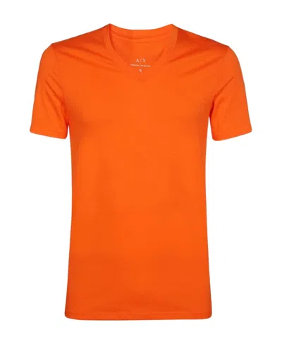Armani Exchange V-collar Short-sleeved T-shirt In Orange