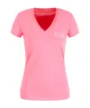 Armani Exchange V-collar Short-sleeved T-shirt In Pink