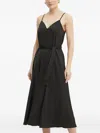 Armani Exchange V-neck Belted Midi Dress In Black