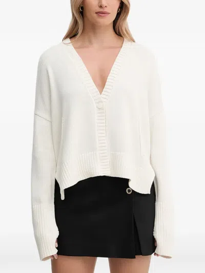 Armani Exchange V-neck Button Cardigan In White