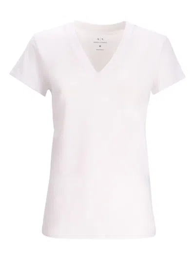 Armani Exchange V-neck Cotton T-shirt In White