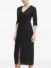 Armani Exchange V-neck Embossed-pattern Midi Dress In Black