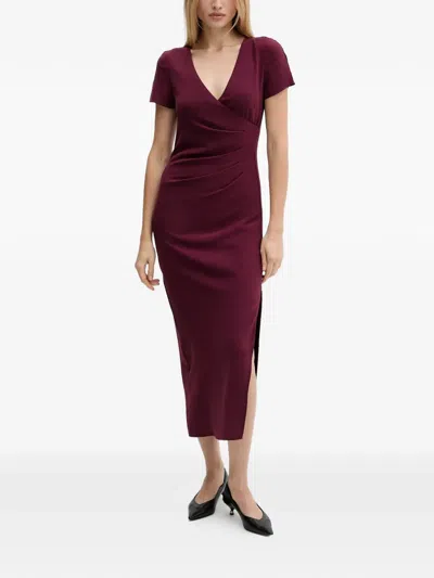 Armani Exchange V-neck Midi Dress In Red