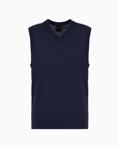 Armani Exchange V-neck Vest In Navy Blue