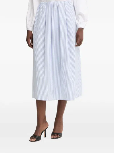Armani Exchange Vertical-stripe Pleated Skirt In 블루