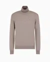Armani Exchange Virgin Wool Turtleneck Sweater In Beige