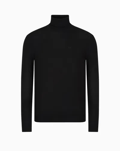 Armani Exchange Virgin Wool Turtleneck Sweater In Black
