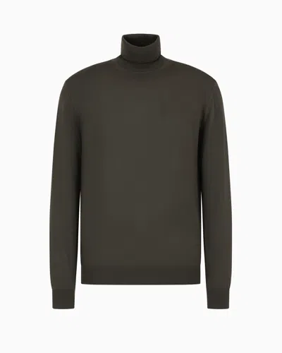 Armani Exchange Virgin Wool Turtleneck Sweater In Red