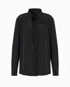 Armani Exchange Viscose Shirt With Bow In Black