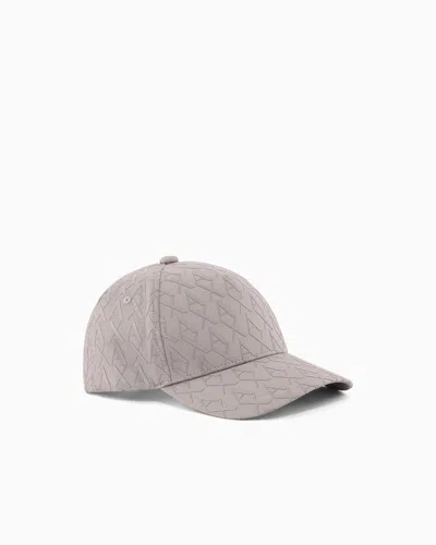 Armani Exchange Visor Cap With Allover Logo In Neutral