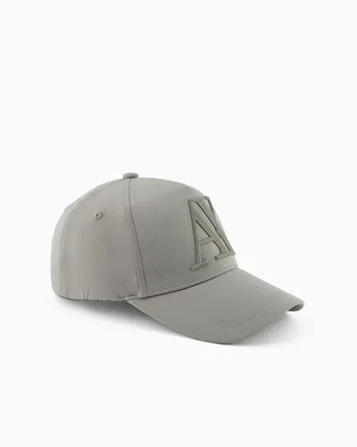 Armani Exchange Visor Cap With Logo In Gray