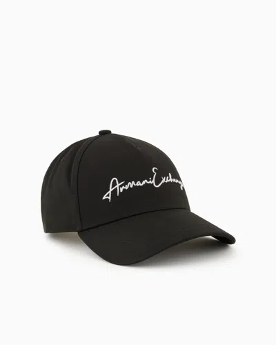 Armani Exchange Visor Hat With Maxi Logo In White