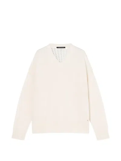 Armani Exchange Oversized Sweater With Perforated Back In White