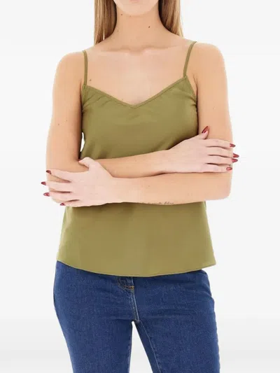 Armani Exchange V-neck Spaghetti-strap Top In Green