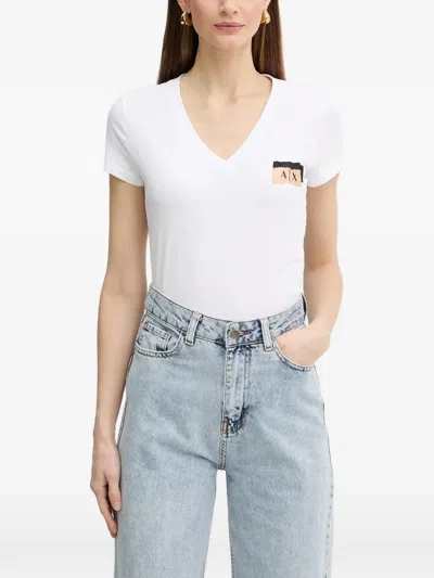 Armani Exchange V-neck T-shirt In White