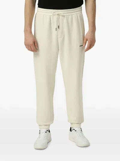 Armani Exchange Waffle-knit Logo-embroidered Track Pants In Nude