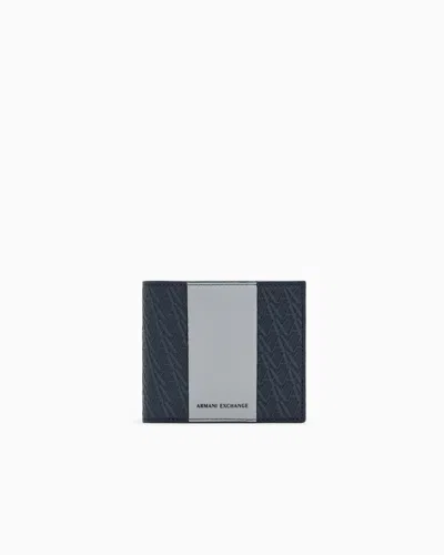 Armani Exchange Wallet Bifold With Coin Pocket In Navy Blue