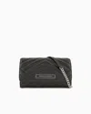 Armani Exchange Wallet With Flap And Quilted Shoulder Strap In Black