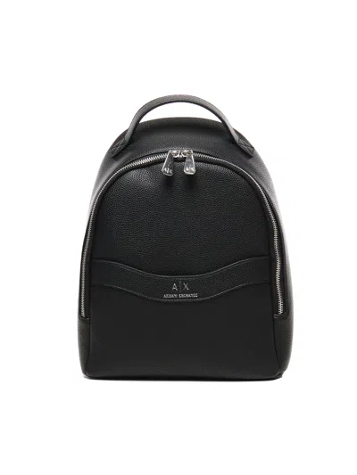Armani Exchange Wave Black Double Zip Backpack