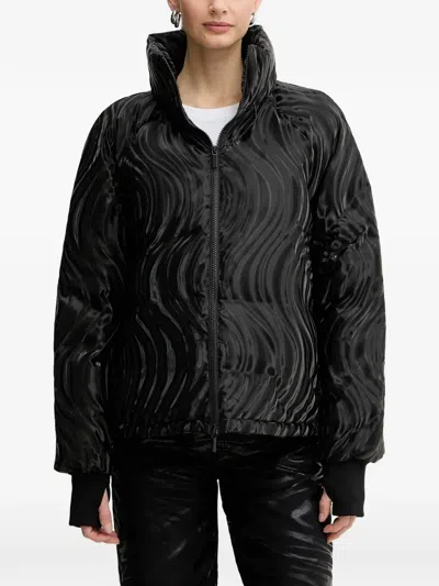 Armani Exchange Wave-pattern Zip-fastening Jacket In Black