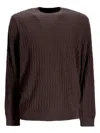 Armani Exchange Wavy Ribbed Sweater In Brown
