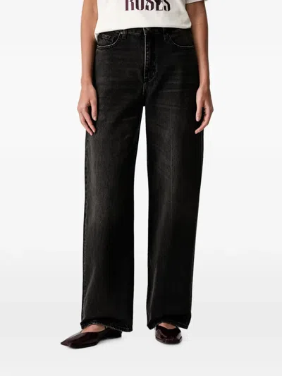 Armani Exchange Whiskering-effect Jeans In Black