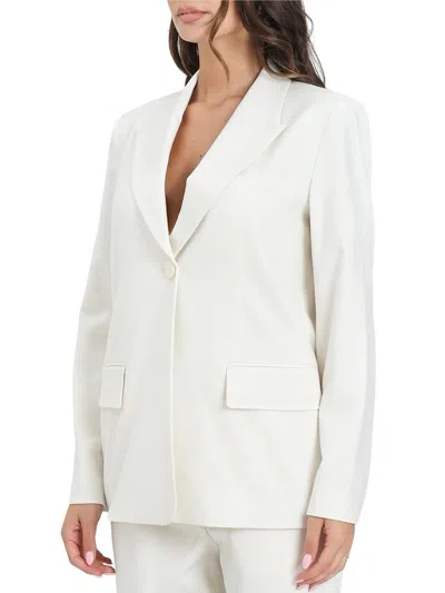 Armani Exchange White Tailored Wool-blend Blazer In Beige