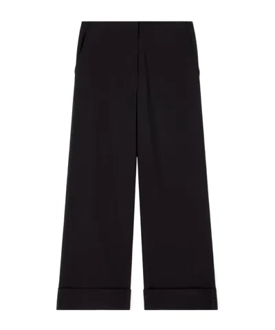 Armani Exchange Wide Leg Dress Pants In Black