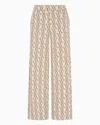 Armani Exchange Wide-leg Jacquard Trousers With Allover Logo In White