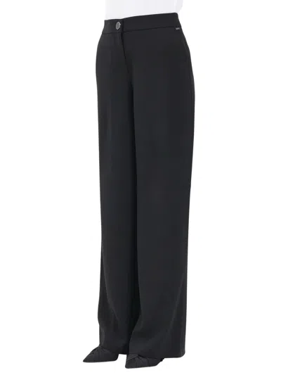 Armani Exchange Wide-leg Black Pants With High Waist And Fluid Drape