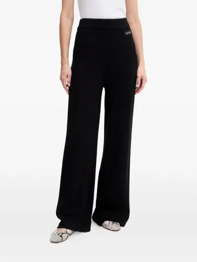 Armani Exchange Wide-leg Knitted Trousers In Black