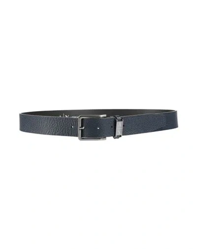 Armani Exchange Woman Belt Midnight Blue Size 38 Cow Leather