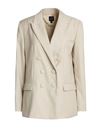 Armani Exchange Woman Blazer Beige Size 6 Polyester, Viscose In Neutral