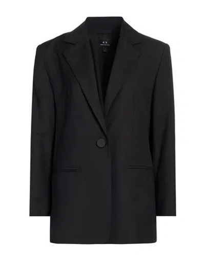 Armani Exchange Woman Blazer Black Size 10 Polyester, Viscose