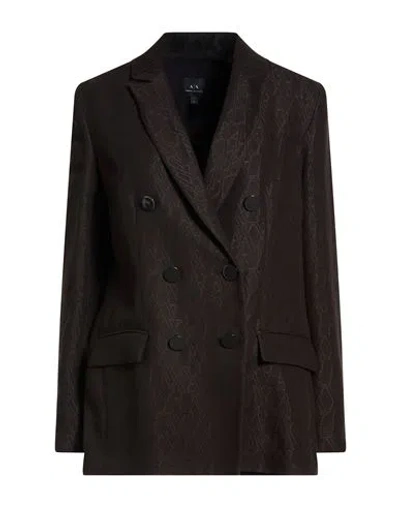 Armani Exchange Woman Blazer Black Size 12 Cotton, Polyester