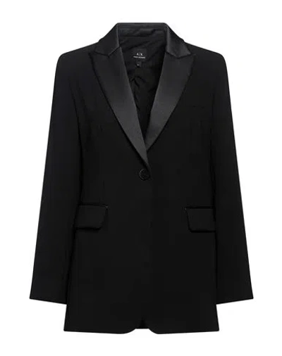 Armani Exchange Woman Blazer Black Size 2 Polyester