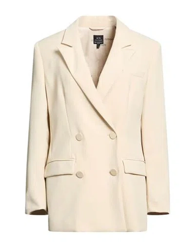 Armani Exchange Woman Blazer Cream Size 2 Polyester In White