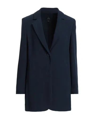 Armani Exchange Woman Suit Jacket Midnight Blue Size 0 Polyester