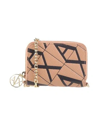 Armani Exchange Woman Crossbody Wallet Camel Size - Polyester In Beige
