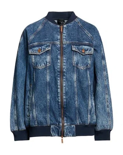 Armani Exchange Woman Denim Outerwear Blue Size M Cotton