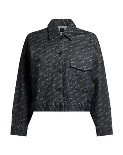 Armani Exchange Woman Denim Shirt Charcoal Size Xl Cotton, Elastane In Black