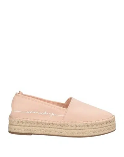 Armani Exchange Woman Espadrilles Blush Size 8.5 Cotton In Pink
