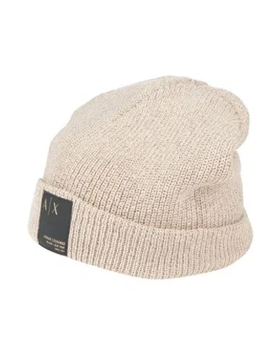 Armani Exchange Woman Hat Sand Size Onesize Synthetic Fibers, Wool, Metallic Fiber, Cashmere In Beige