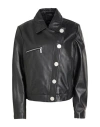 Armani Exchange Woman Jacket Black Size L Ovine Leather In Black